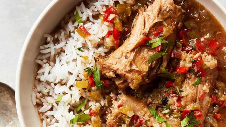 Turkey gumbo over rice