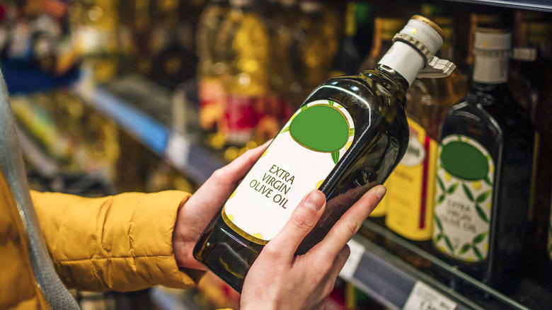 Olive oil in grocery store