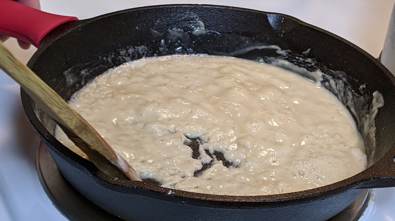 Roux in cast iron pan