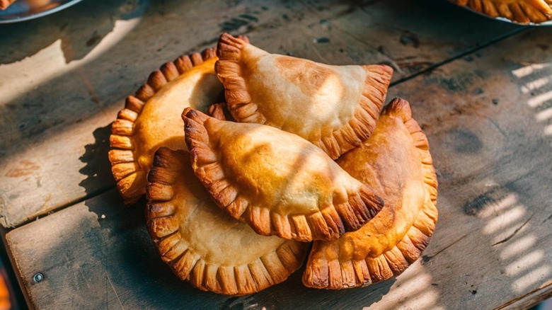 plate of golden brown empanadas