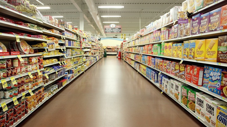 Empty grocery store aisle