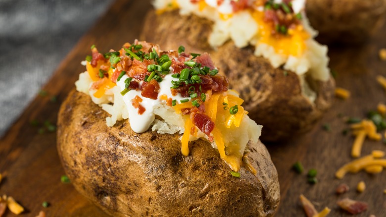 loaded baked potato close-up