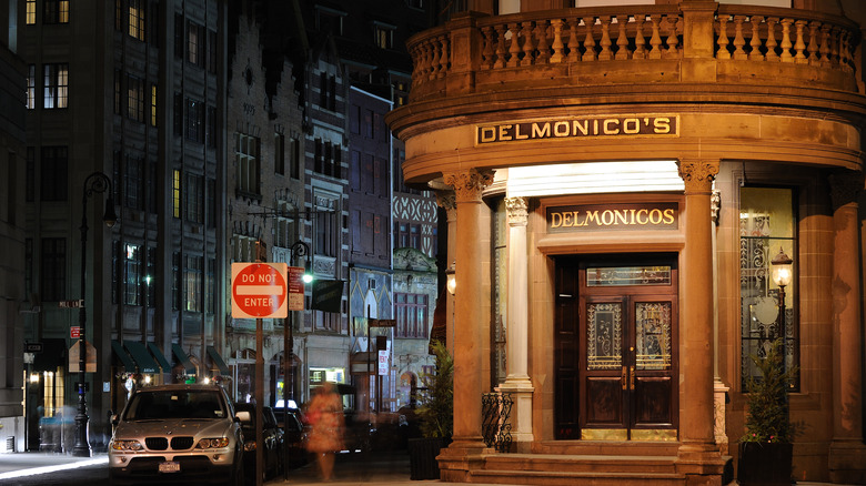 Outside NYC restaurant Delmonico's