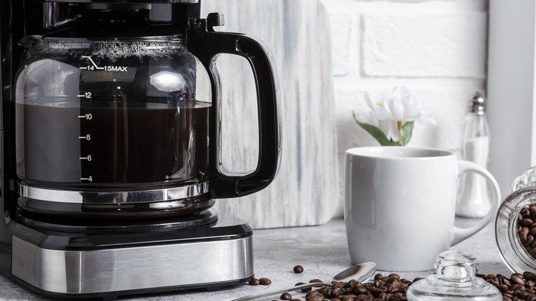 Drip coffee maker on counter