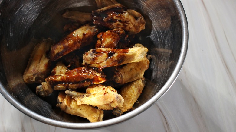 bowl of balsamic-glazed chicken wings