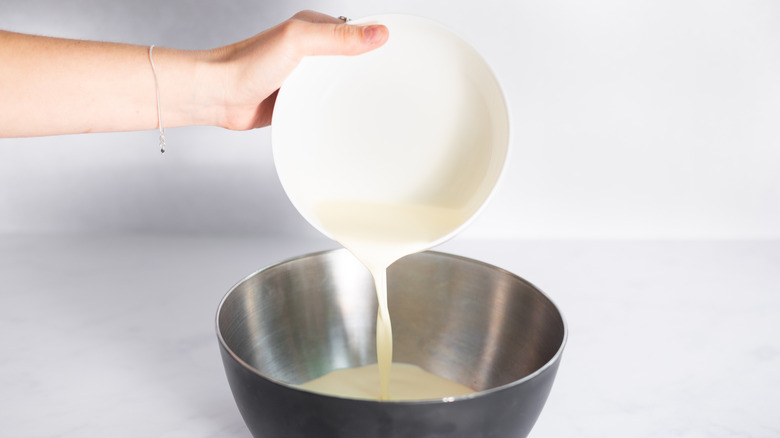 cream going into bowl
