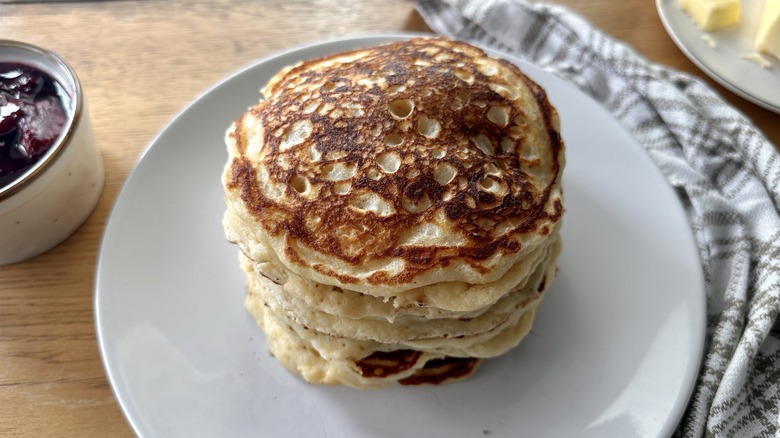 pancakes on white plate