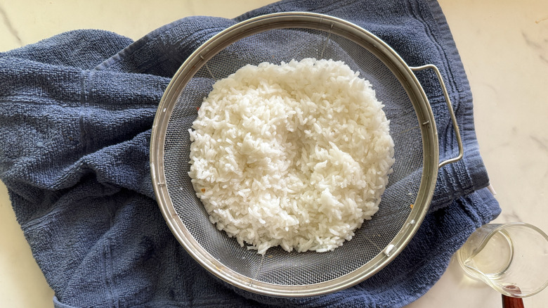 rice in colander