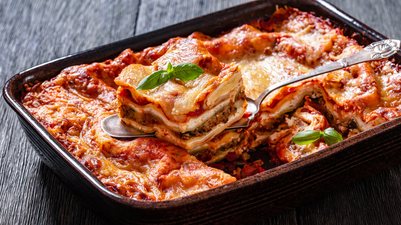 Lasagna in a pan