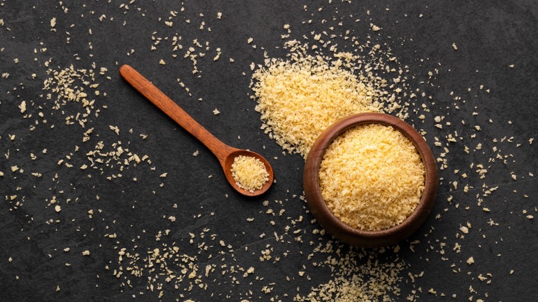 Panko breadcrumbs in wooden bowl