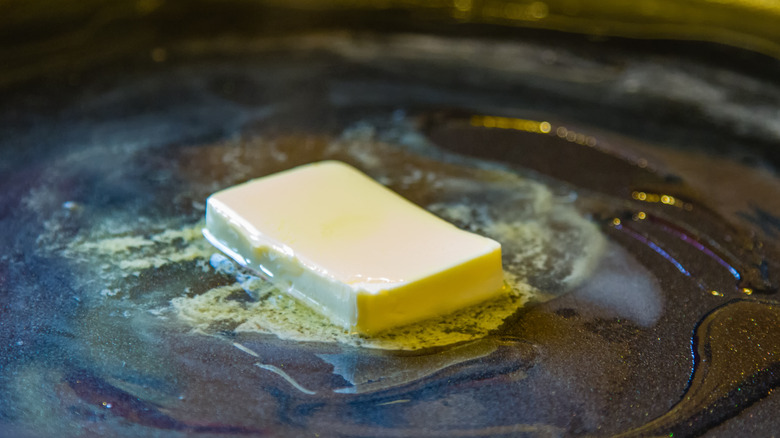 butter melting in a skillet