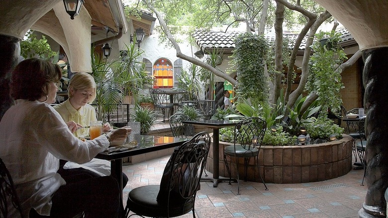 Shot of the garden patio inside Kalachandji's