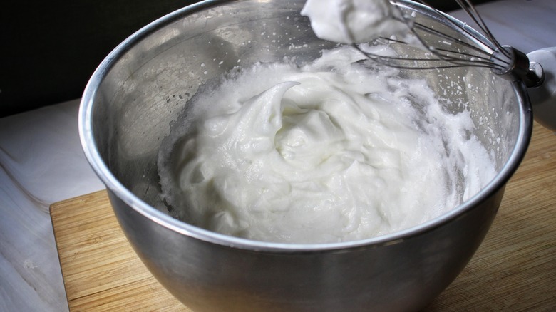 bowl of whipped egg whites