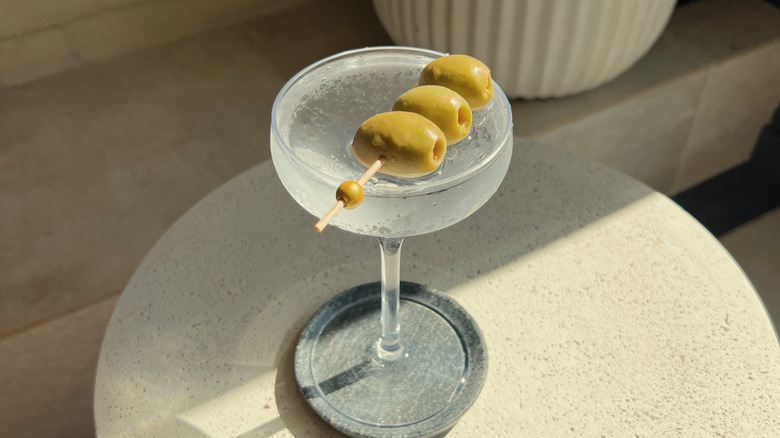 Dirty martini with olives