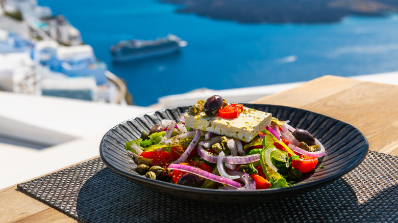 Greek salad in Santorini