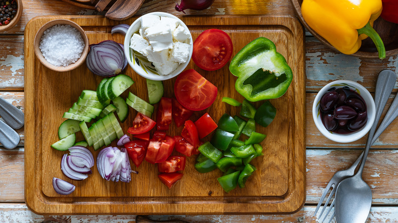 Chopped veggies on cutting board