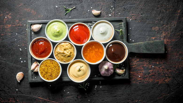 Bowls of different condiments