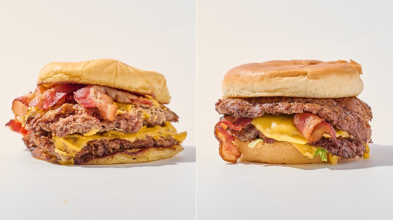 Shake Shack bacon cheeseburger and Culver's bacon cheeseburger on a table