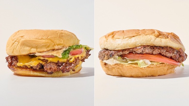 Shake shack burger on the left and Culver's burger on the right