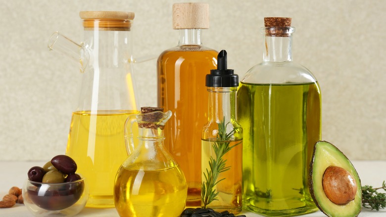 Bottles of different cooking oils