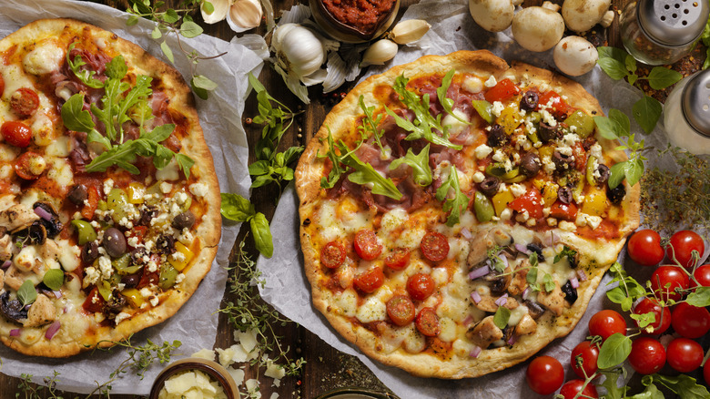 California-style pizza with a variety of toppings