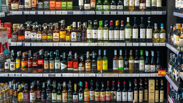 alcohol aisle with filled shelves