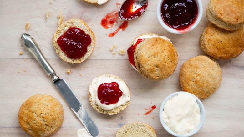 Scones with cream and jam