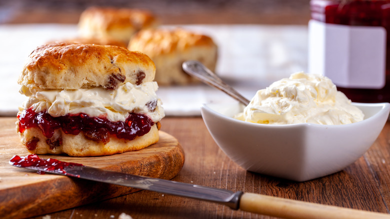 Scone with jam and clotted cream