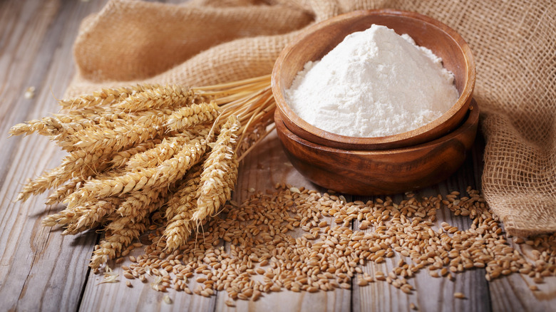 Bowl of flour with grains