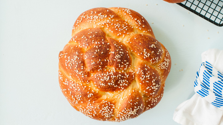 challah loaf with sesame seeds