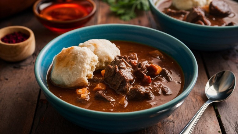 Beef stew with biscuits