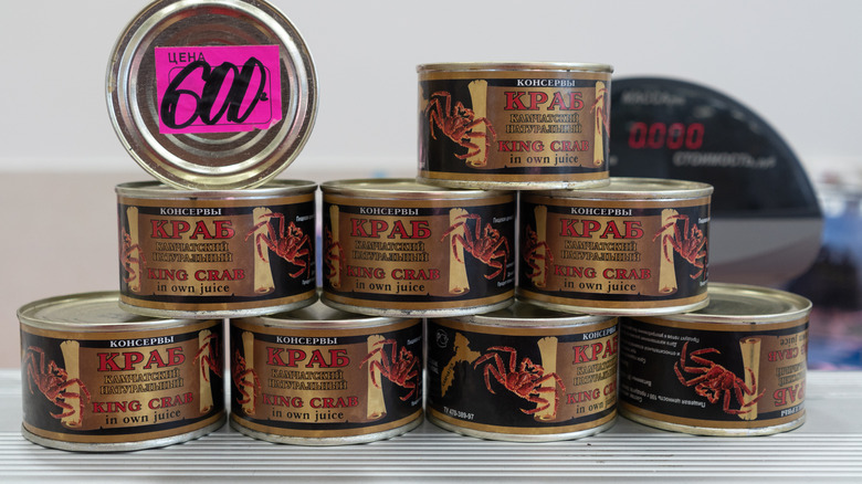 Cans of king crab