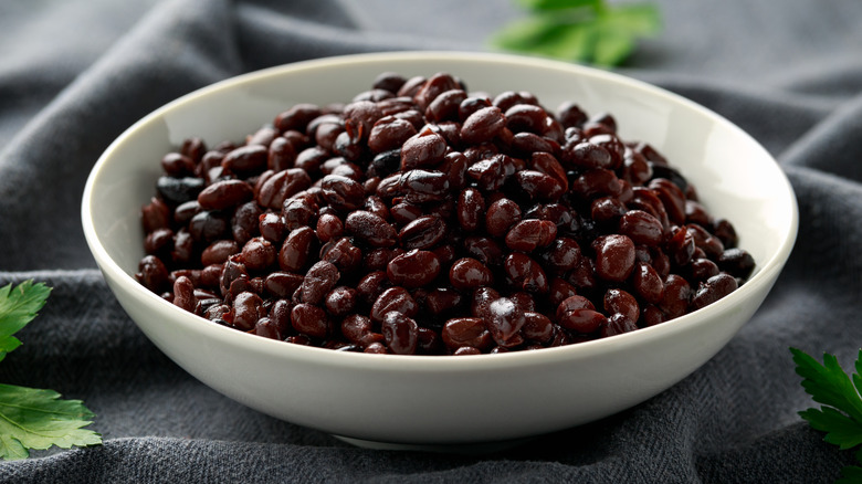 black beans in white bowl