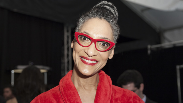 Carla Hall in red clothes