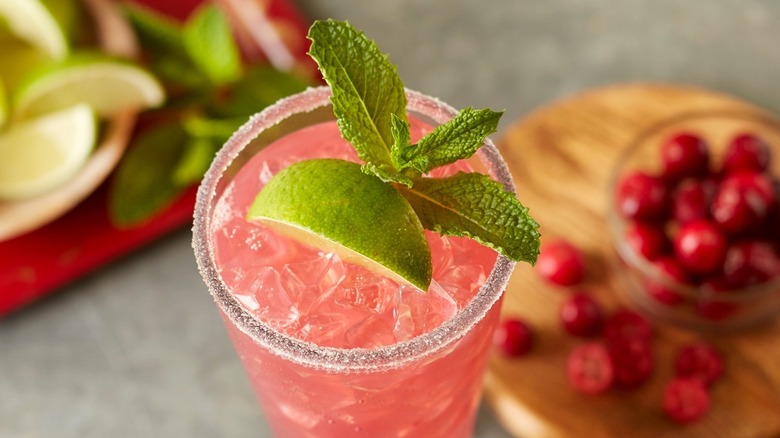 pink margarita with mint