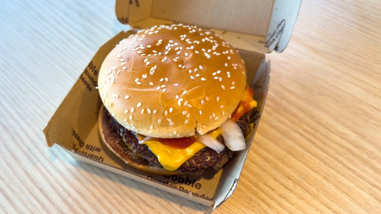 A McDonald's Double Quarter Pounder with cheese