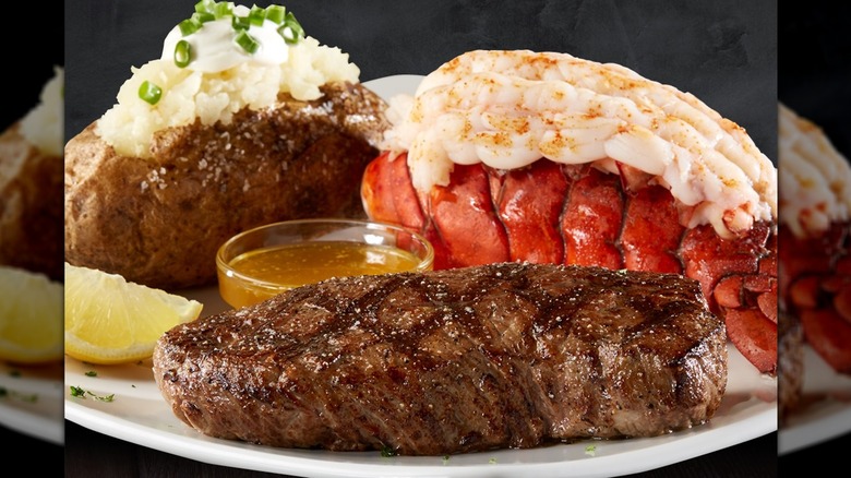 Sizzler steak lobster and potato