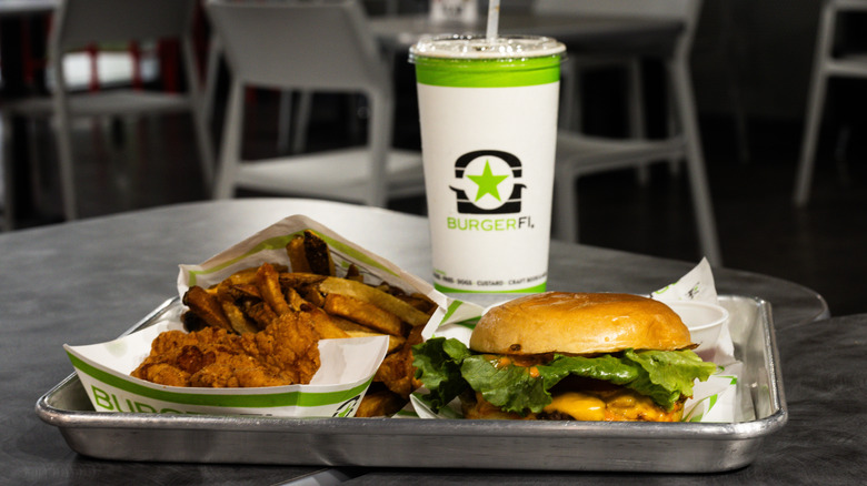 A BurgerFi meal including chicken tenders