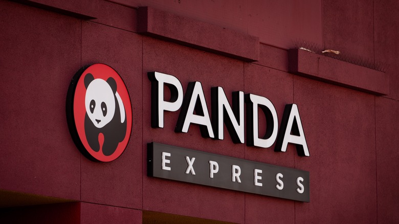 A panda express logo on a building