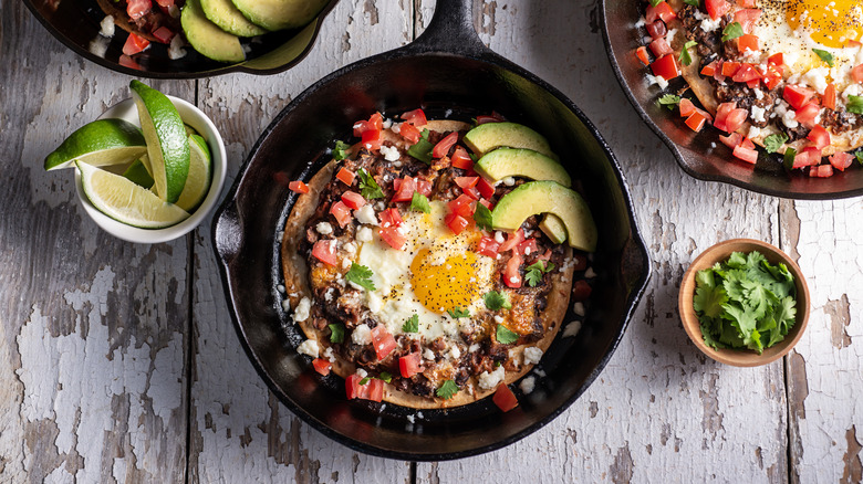 Huevos rancheros in a skillet