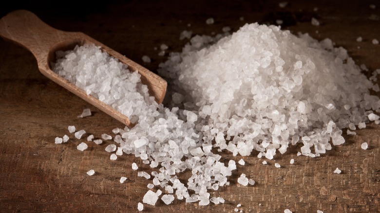 pile of coarse salt next to scoop