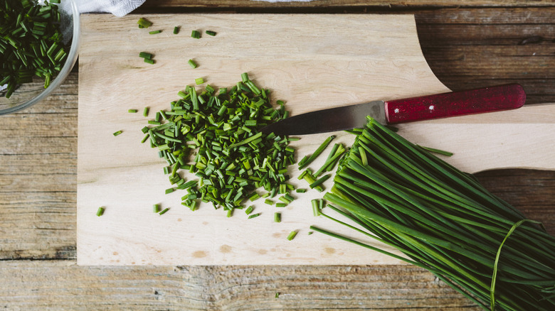 chives on a cutting board