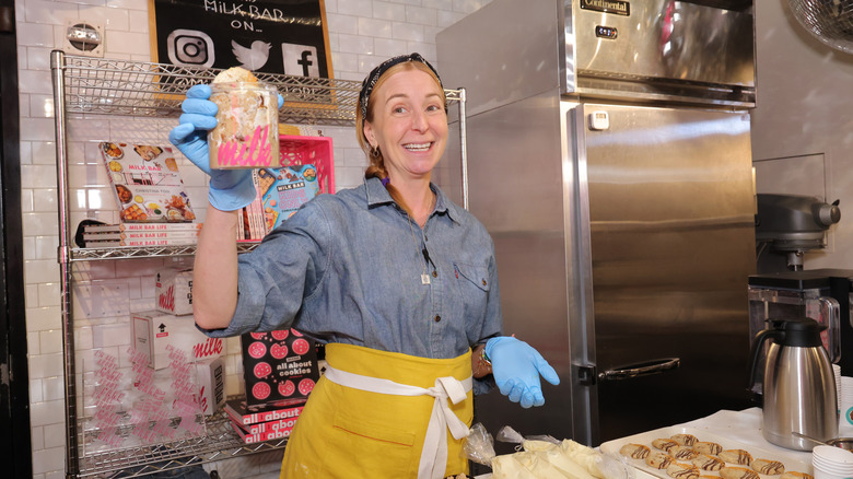 Celebrity chef Christina Tosi in a commercial kitchen.