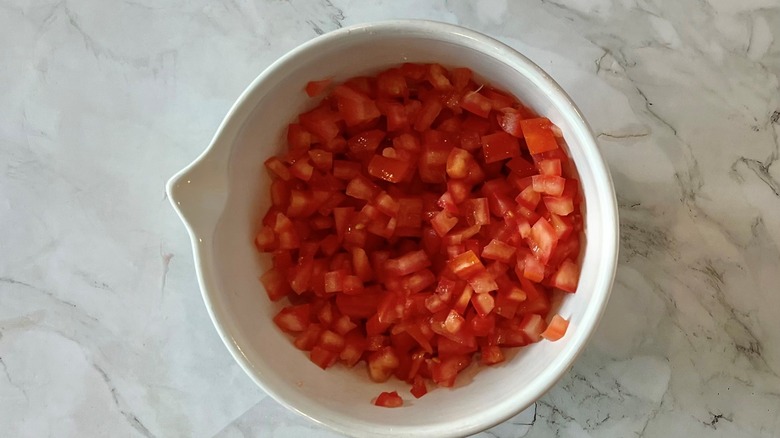 chopped tomatoes in bowl