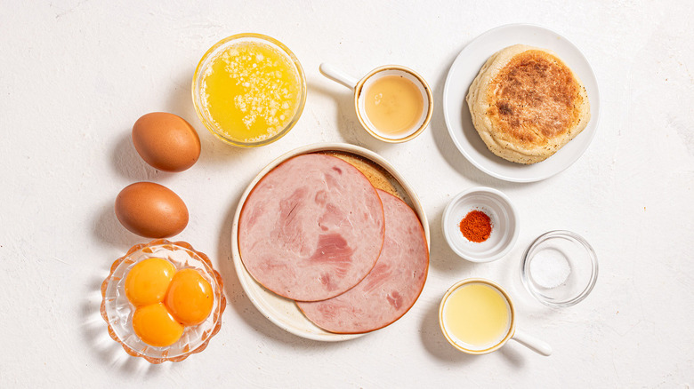 ham eggs and other ingredients