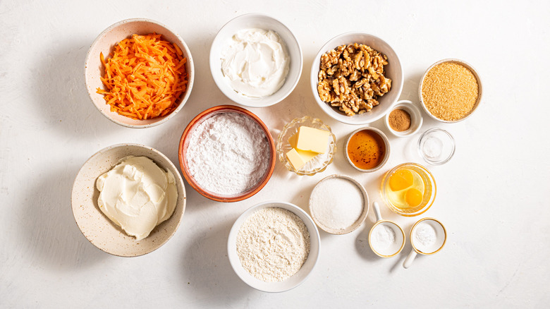 Ingredients for carrot cake cupcakes