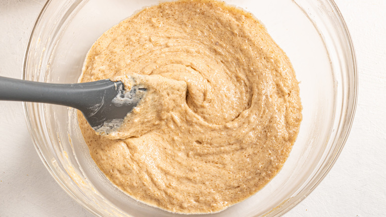 Bowl with batter for carrot cupcakes