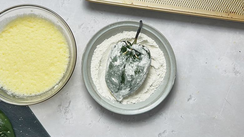 coating chiles rellenos in flour