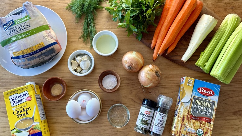 Ingredients for matzo ball soup