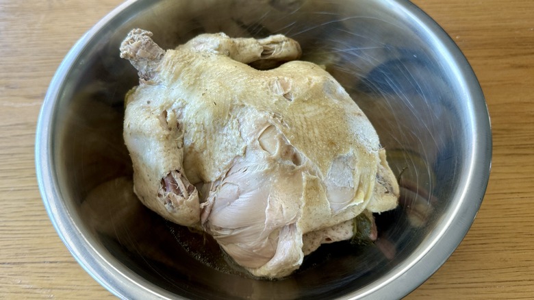 Cooked chicken in bowl